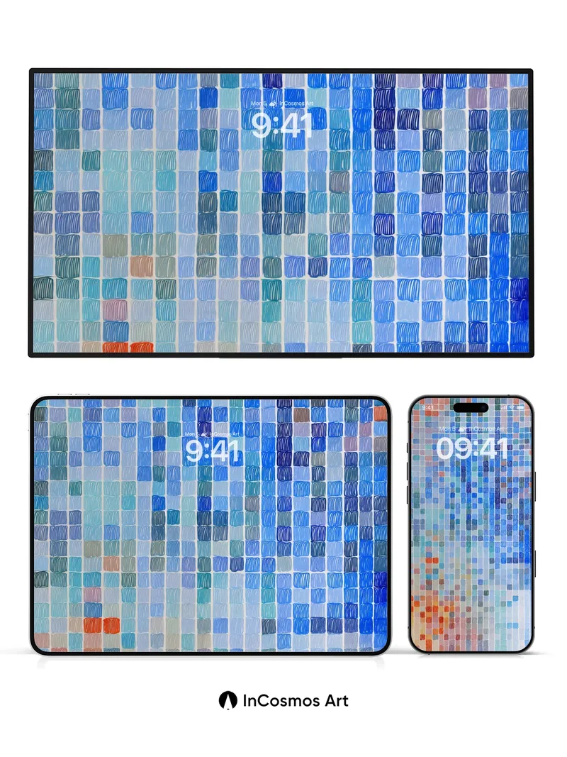 Pixelated Rain Wallpaper with Soft Gradient