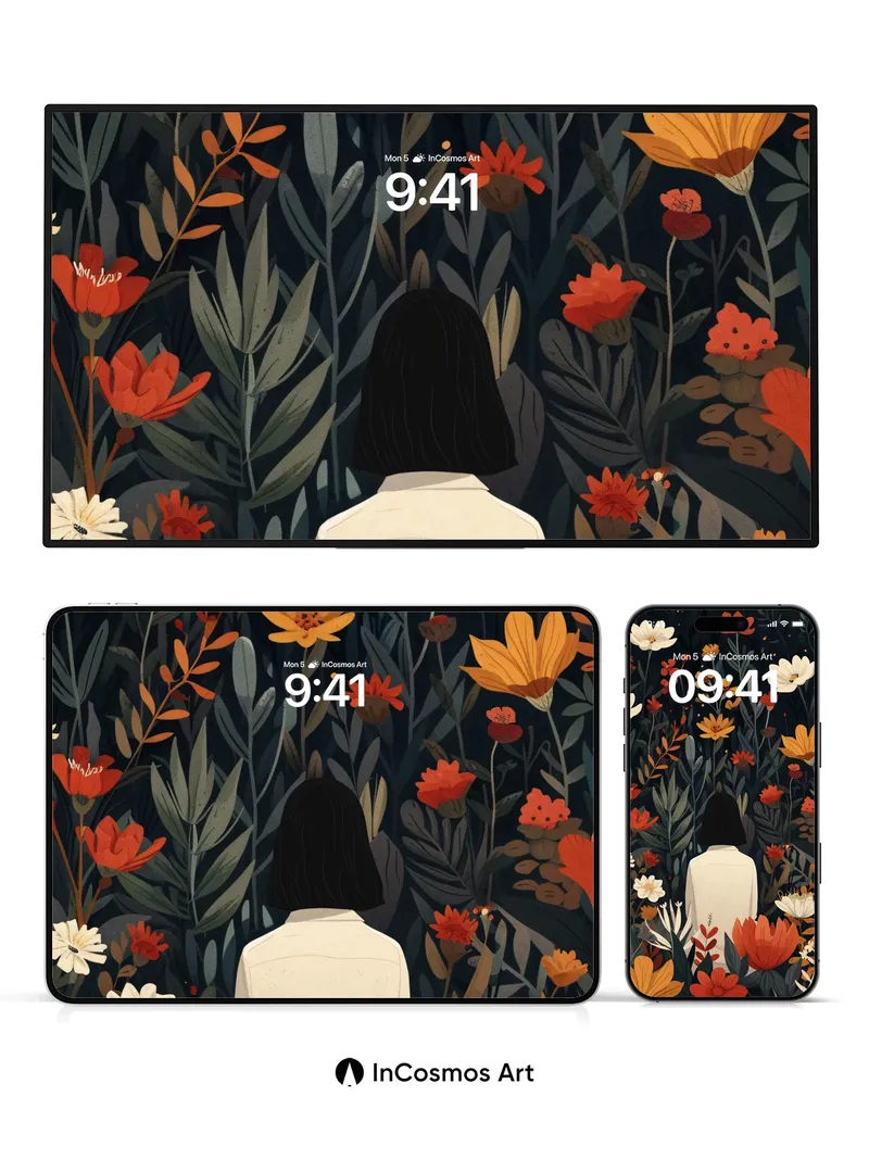 Whispering Garden Wallpaper with Hidden Figures