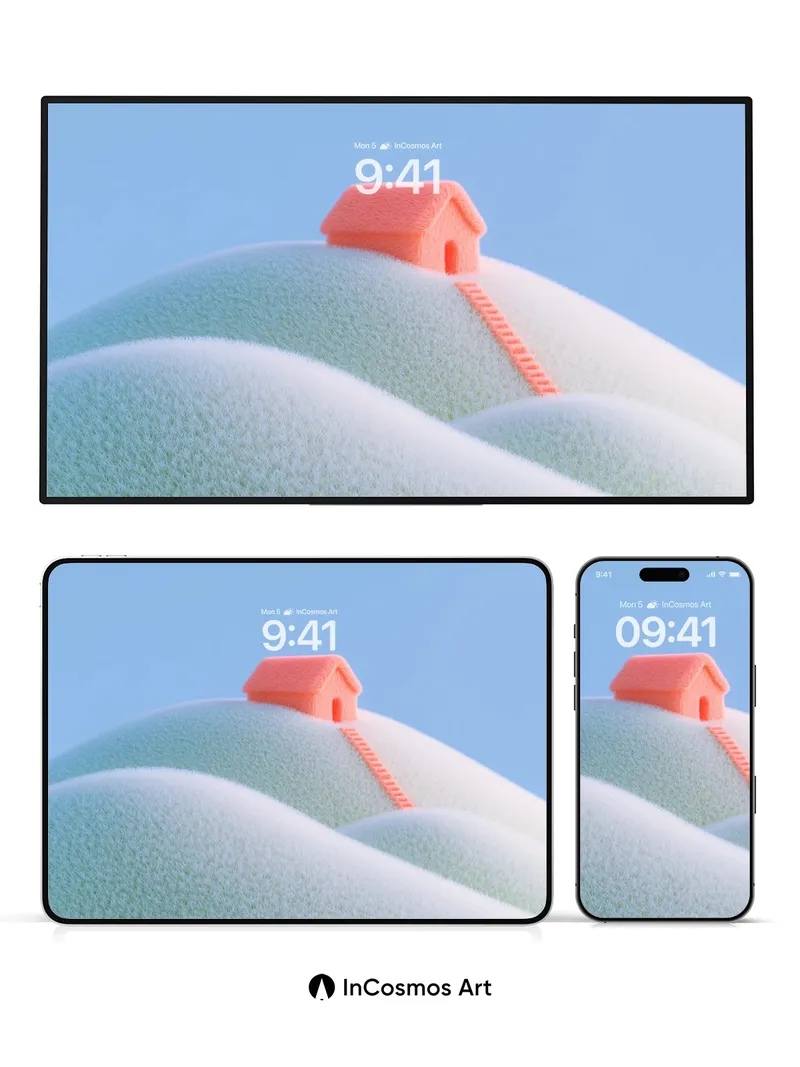 Serene Summit Wallpaper with Coral Pathway