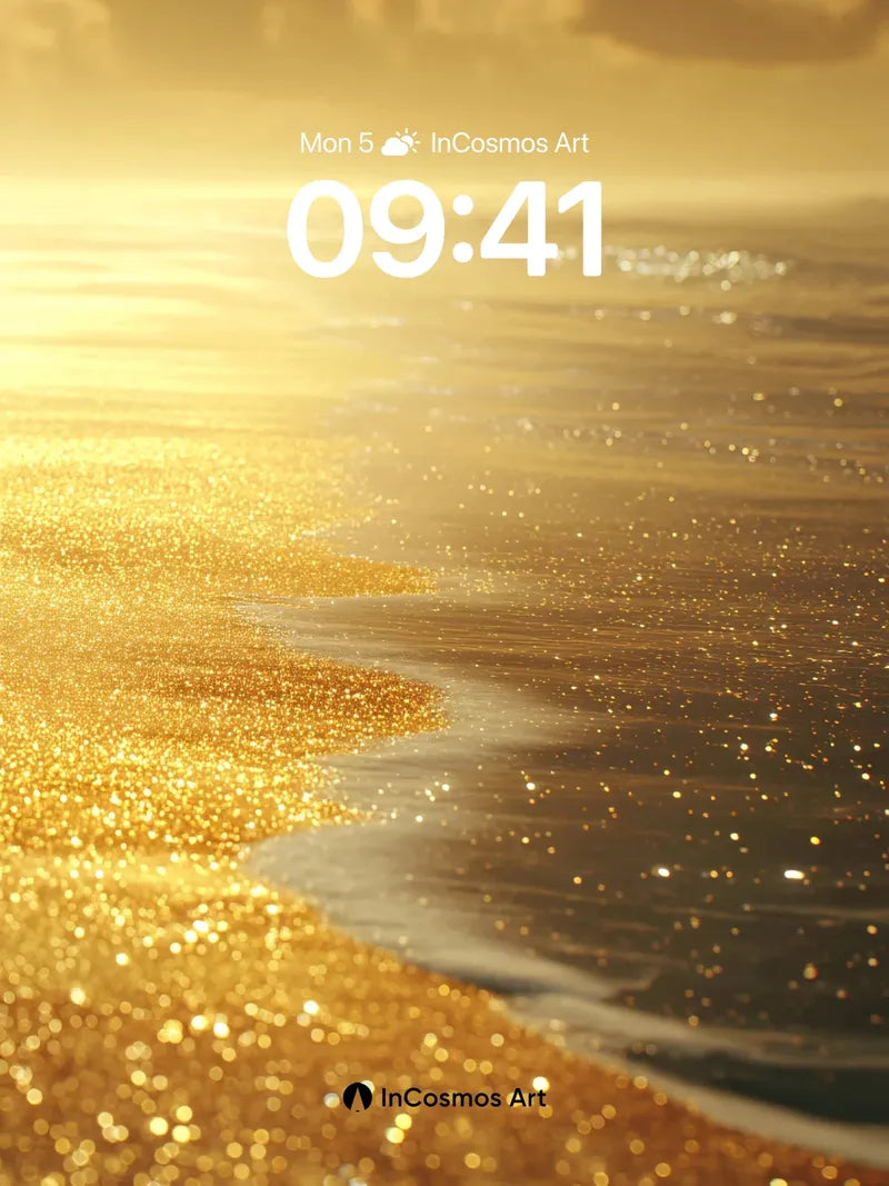 Golden Hour Beach Wallpaper with Sparkling Sand wallpaper for iPhone, iPad & Mac