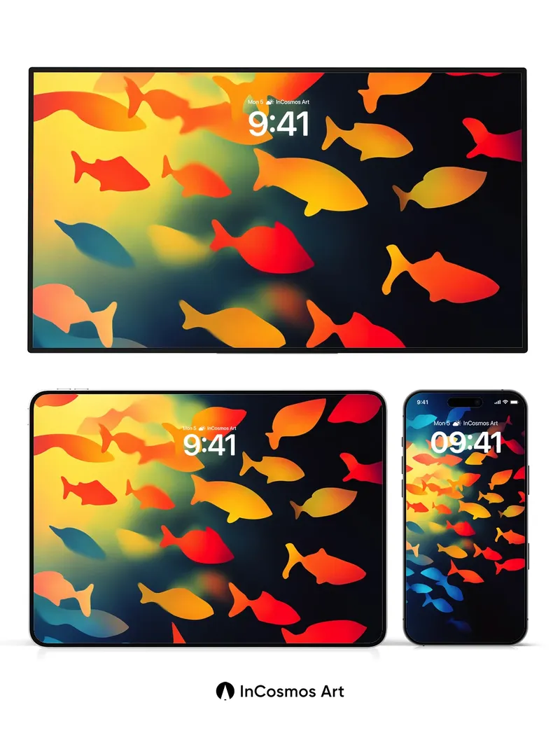 Luminous School Wallpaper with Color Gradient Flow