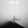 Fogbound Statue Wallpaper with Golden Path wallpaper for iPhone, iPad & Mac