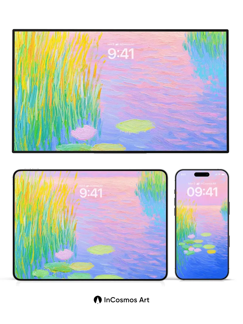 Serene Waterlily Wallpaper with Monet Touch