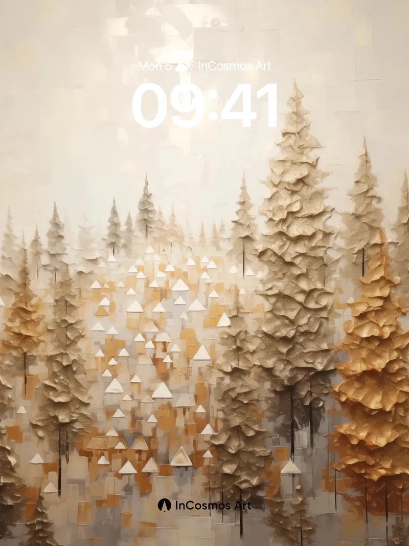 Golden Hush Wallpaper with Whispering Pines