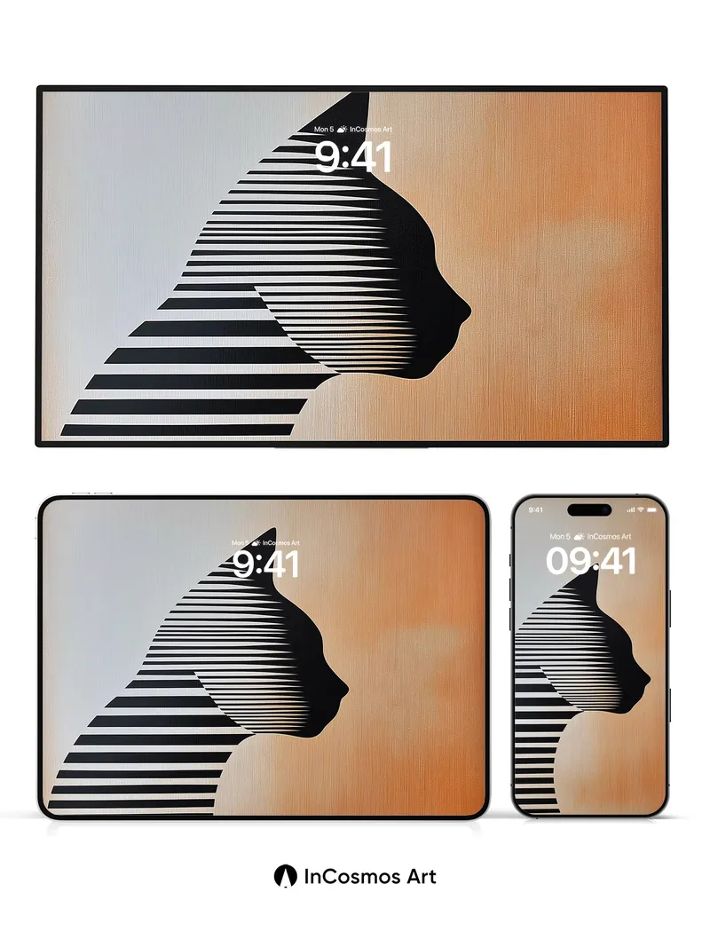 Silent Stripes Wallpaper with Feline Geometry