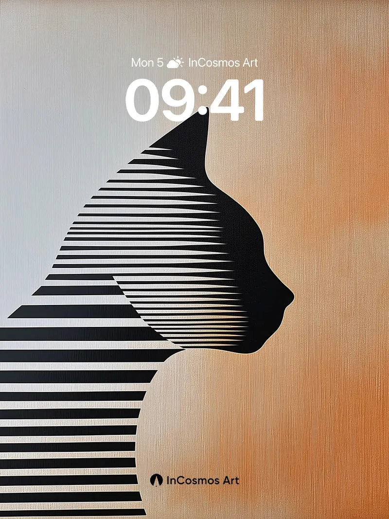 Silent Stripes Wallpaper with Feline Geometry
