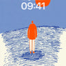 Solitary Orange Figure Wallpaper with Horizon Lines wallpaper for iPhone, iPad & Mac