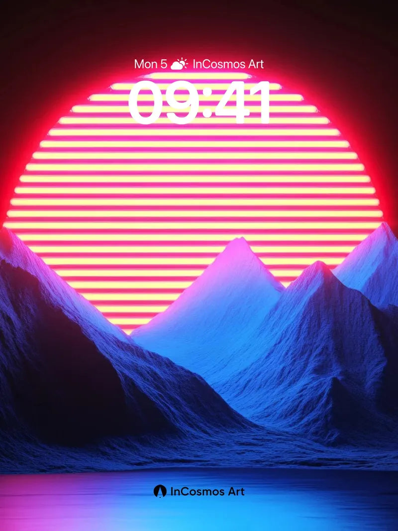Neon Horizon Wallpaper with Striped Sun