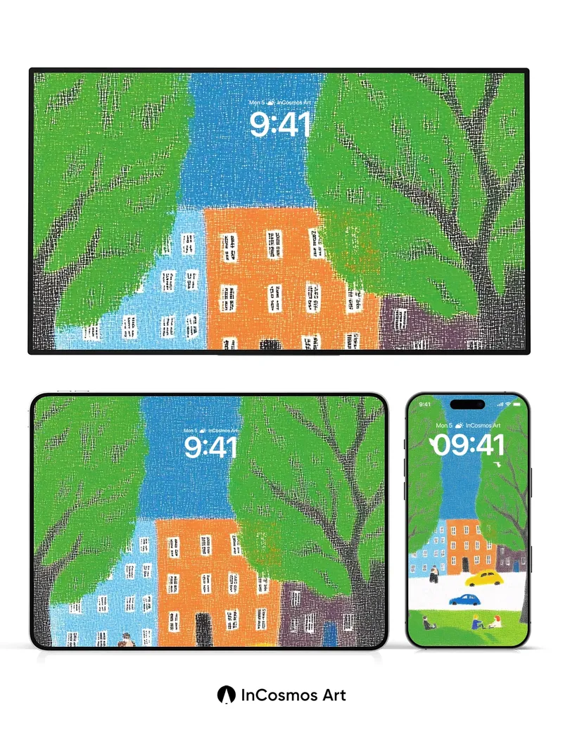 Whispering Park Wallpaper with Textured Canvas