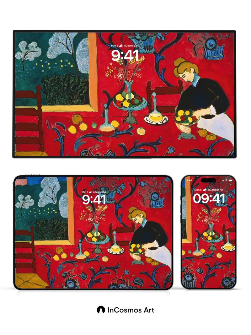 Crimson Stillness Wallpaper with Matisse's Touch