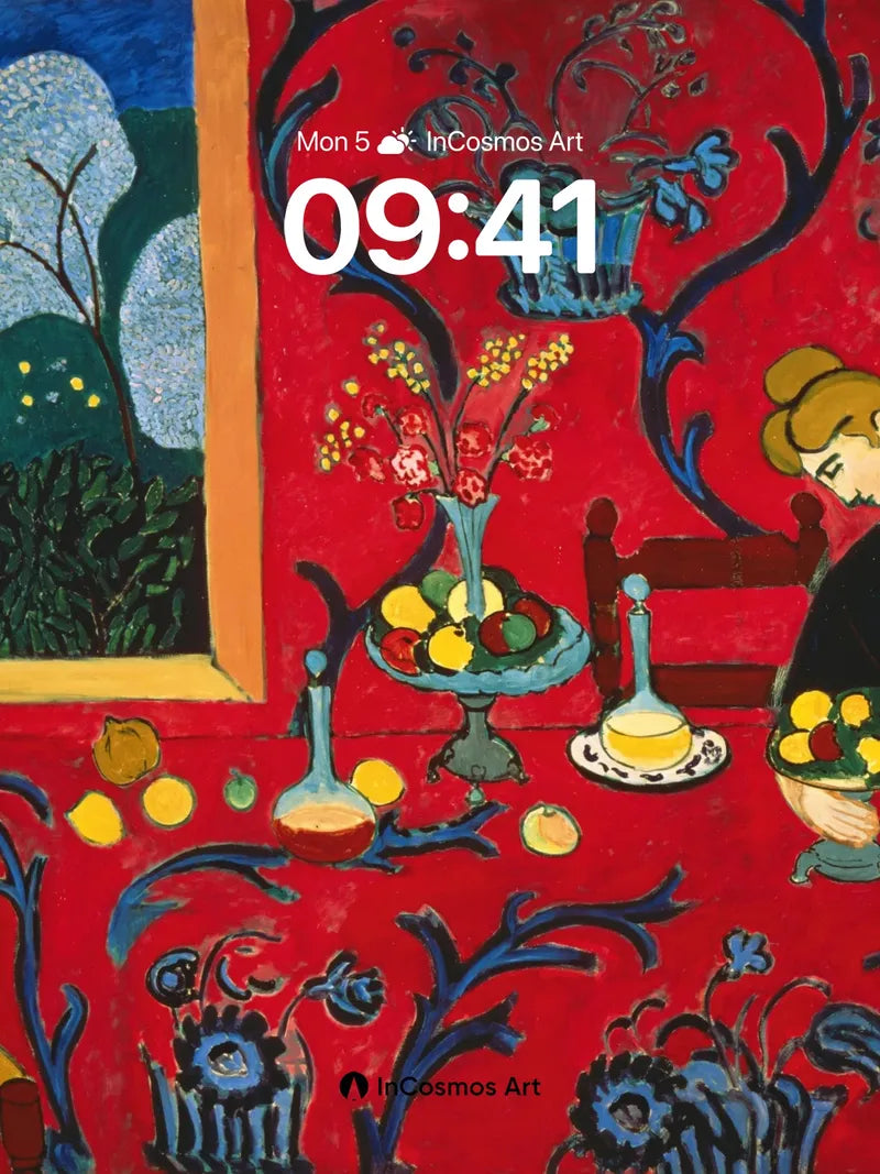Crimson Stillness Wallpaper with Matisse's Touch