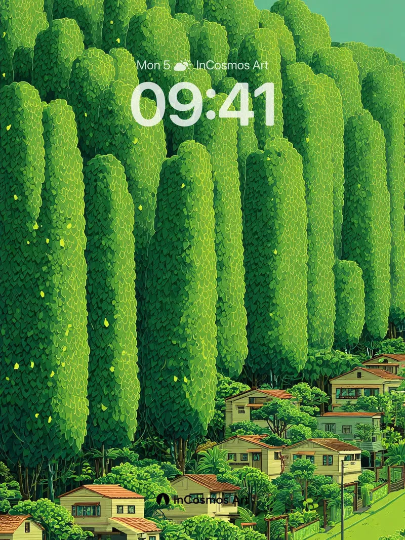 Serenity Forest Wallpaper with Vertical Canopy wallpaper for iPhone, iPad & Mac