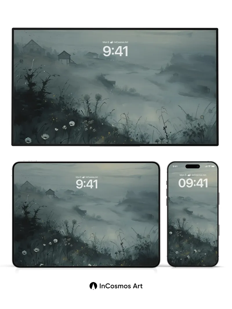 Mist Veil Wallpaper with Whispering Wildflowers