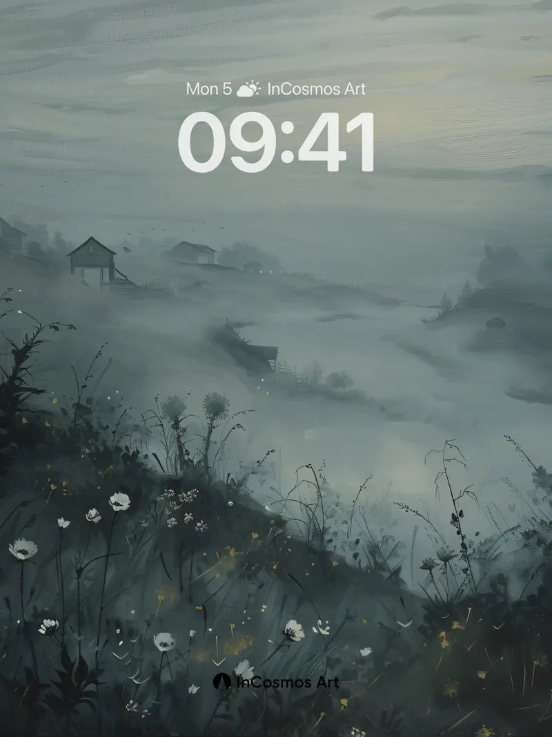 Mist Veil Wallpaper with Whispering Wildflowers