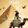 Golden Sand Mirage Wallpaper with Hieroglyphic Shadows wallpaper for iPhone, iPad & Mac