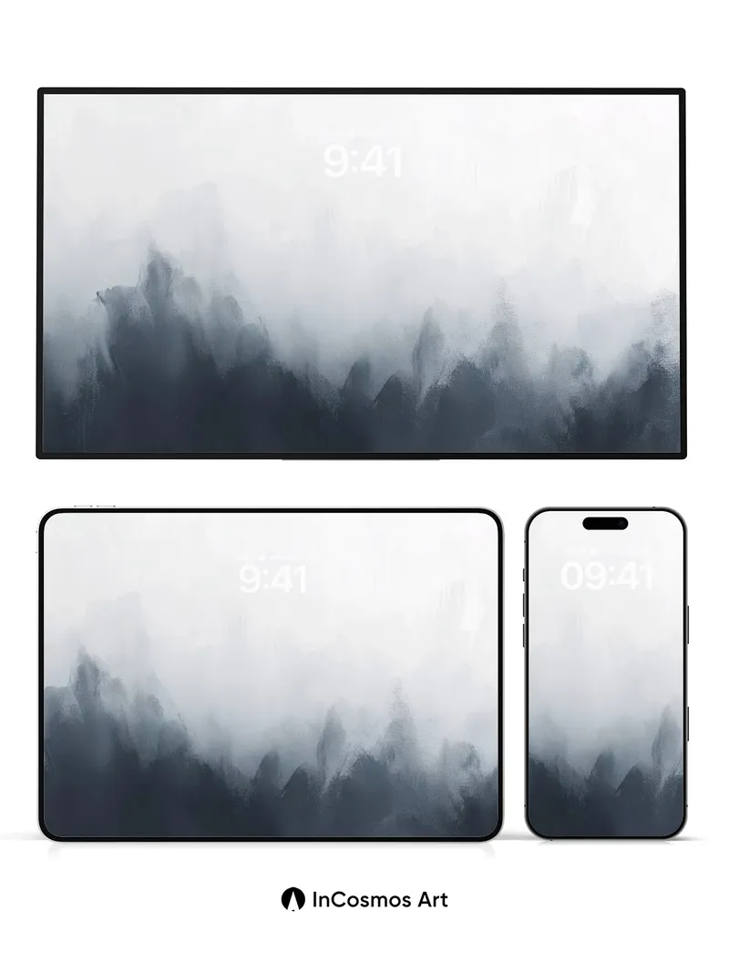 Silent Mist Wallpaper with Shadowed Peaks