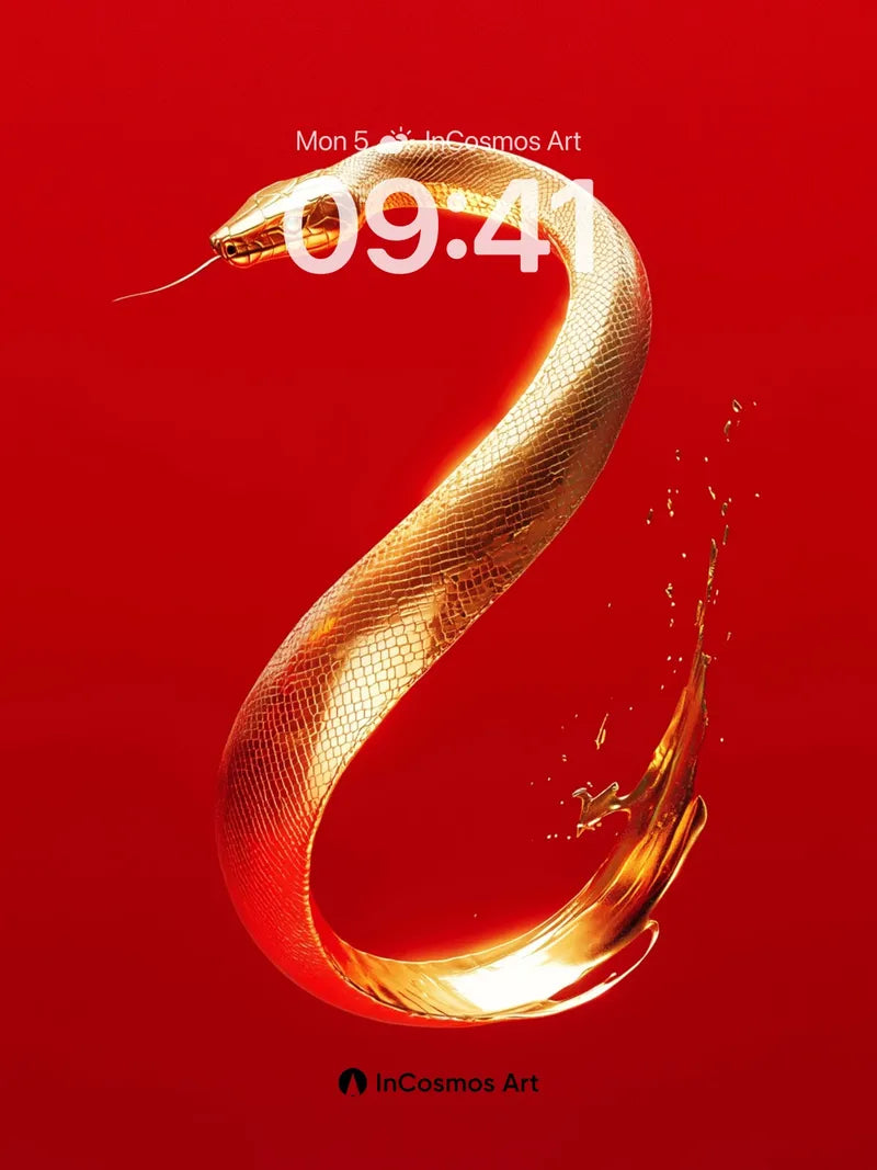 Luminous Serpent Wallpaper with Liquid Gold Tail wallpaper for iPhone, iPad & Mac