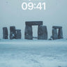 Frostbound Stonehenge Wallpaper with Snowfall Silence wallpaper for iPhone, iPad & Mac