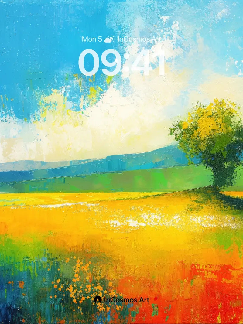 Golden Field Wallpaper with Solitary Tree