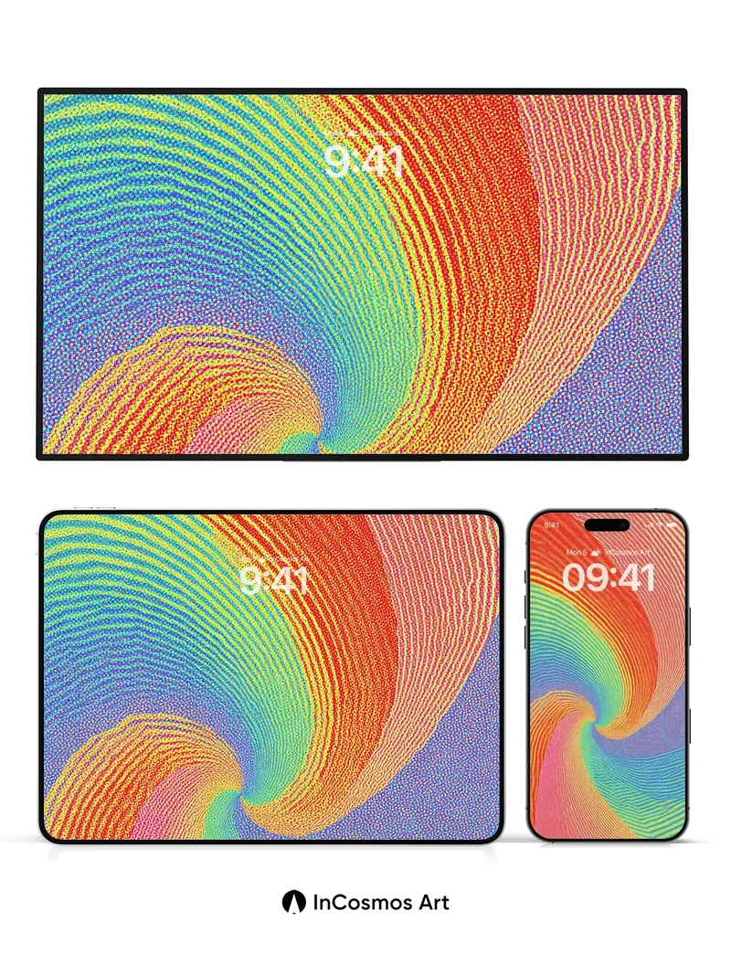 Spectral Spiral Wallpaper with Luminous Threads