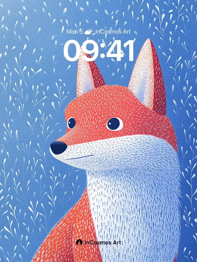 Whispering Fox Wallpaper with Snowfall Texture wallpaper for iPhone, iPad & Mac