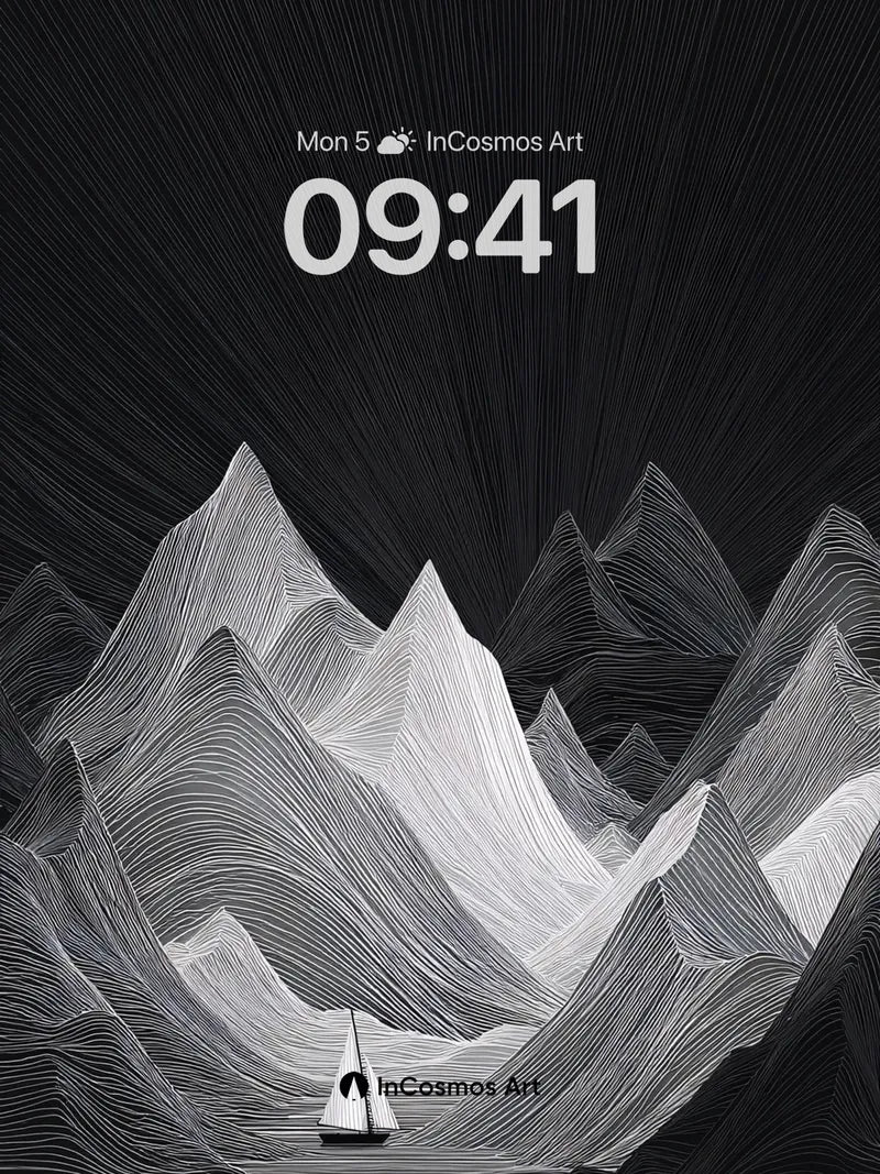 Silent Valley Wallpaper with Line-Drawn Peaks