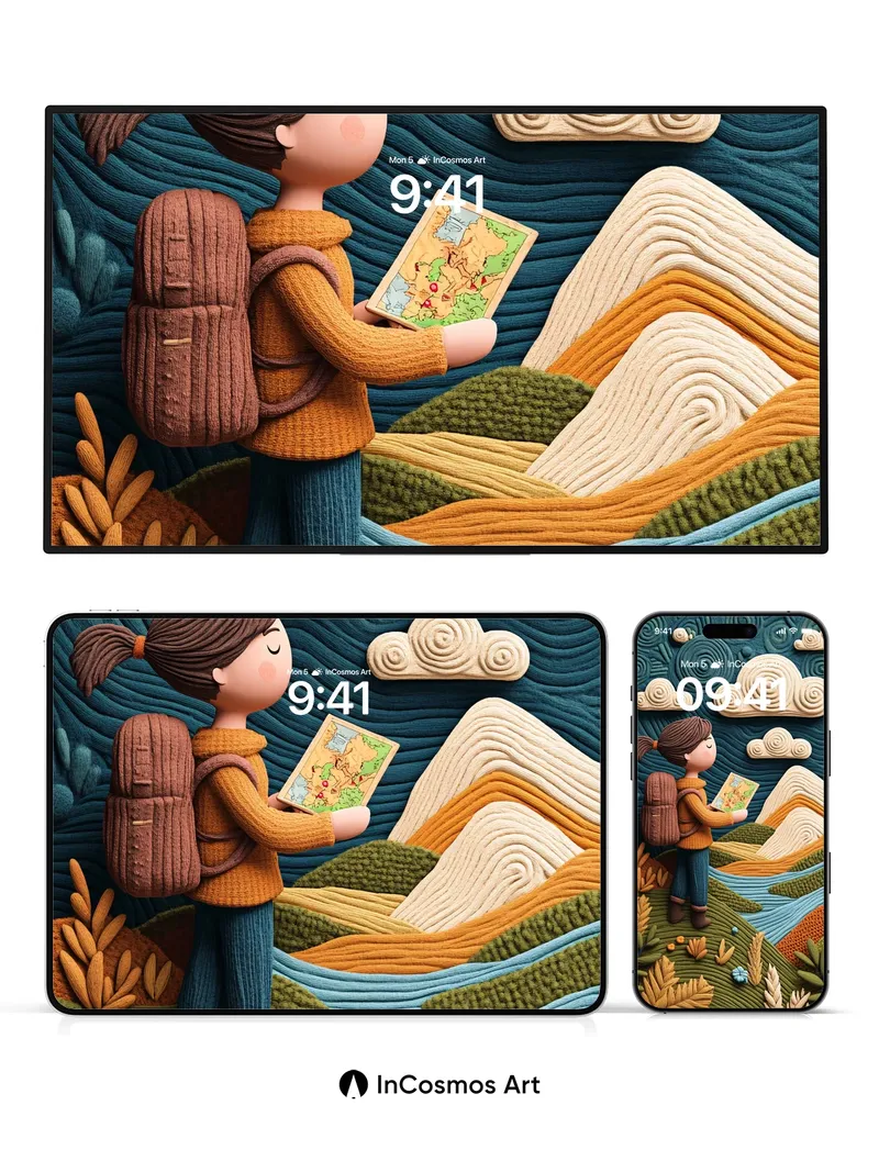 Whispering Textures Wallpaper with Knitted Landscapes