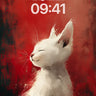 Serene White Kitten Wallpaper with Crimson Hush wallpaper for iPhone, iPad & Mac