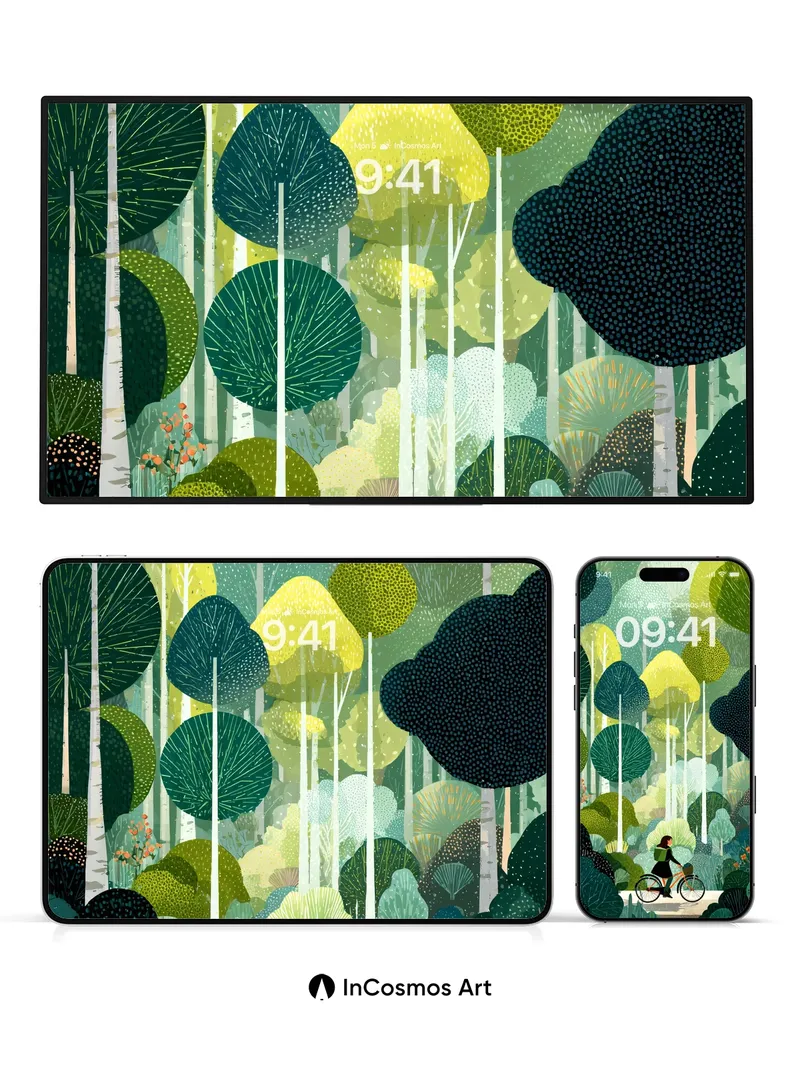 Whispering Canopy Wallpaper with Forest Path