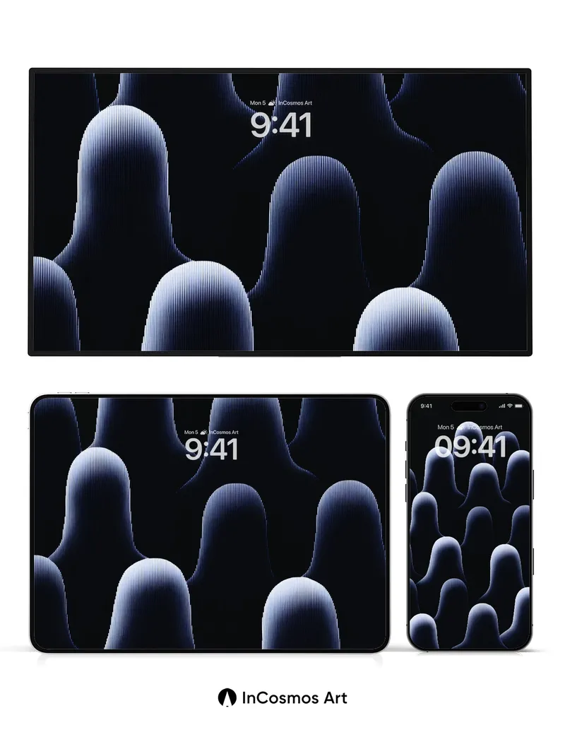 Midnight Ripple Wallpaper with Silent Forms