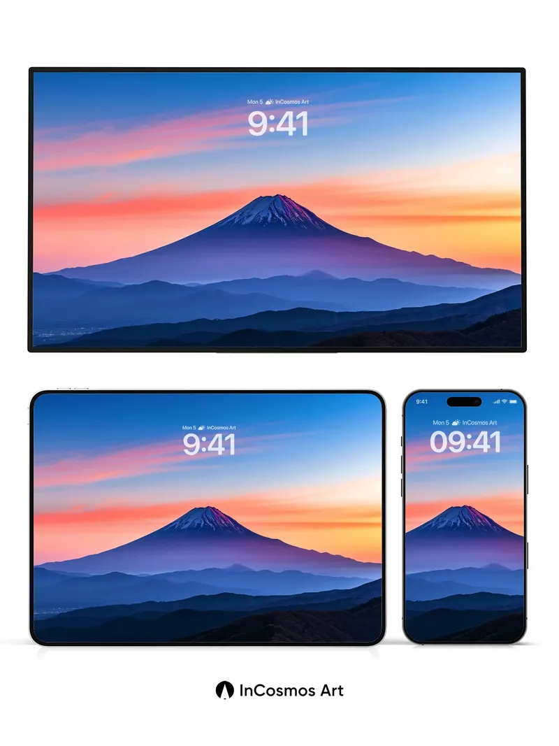 Serenity Peak Wallpaper with Sunset Veil