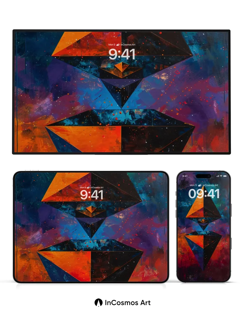 Cosmic Prism Wallpaper with Starlit Geometry