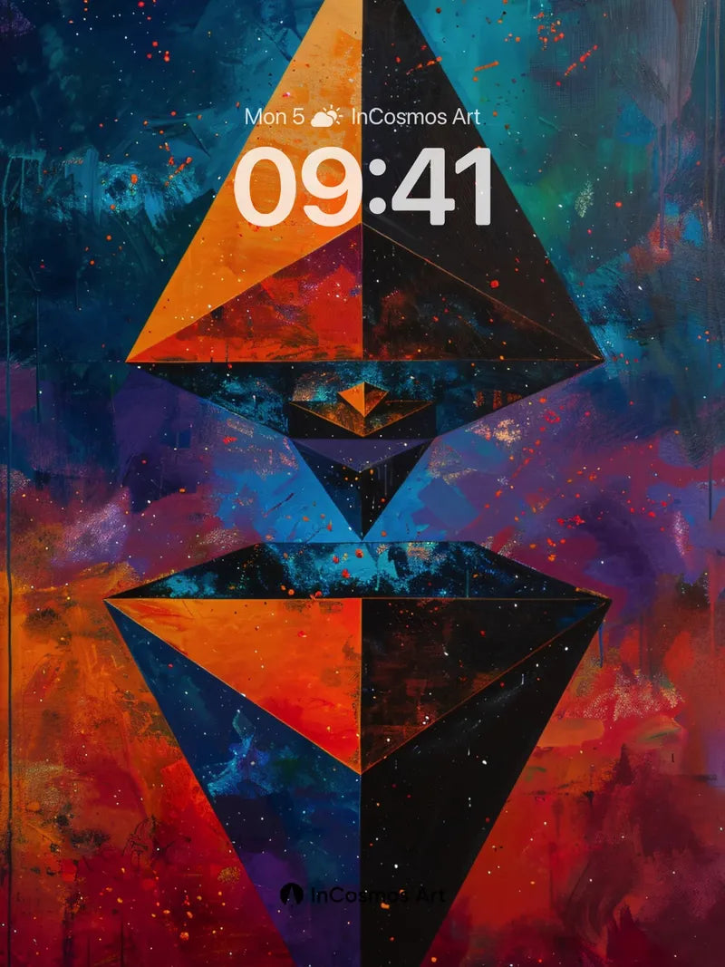 Cosmic Prism Wallpaper with Starlit Geometry