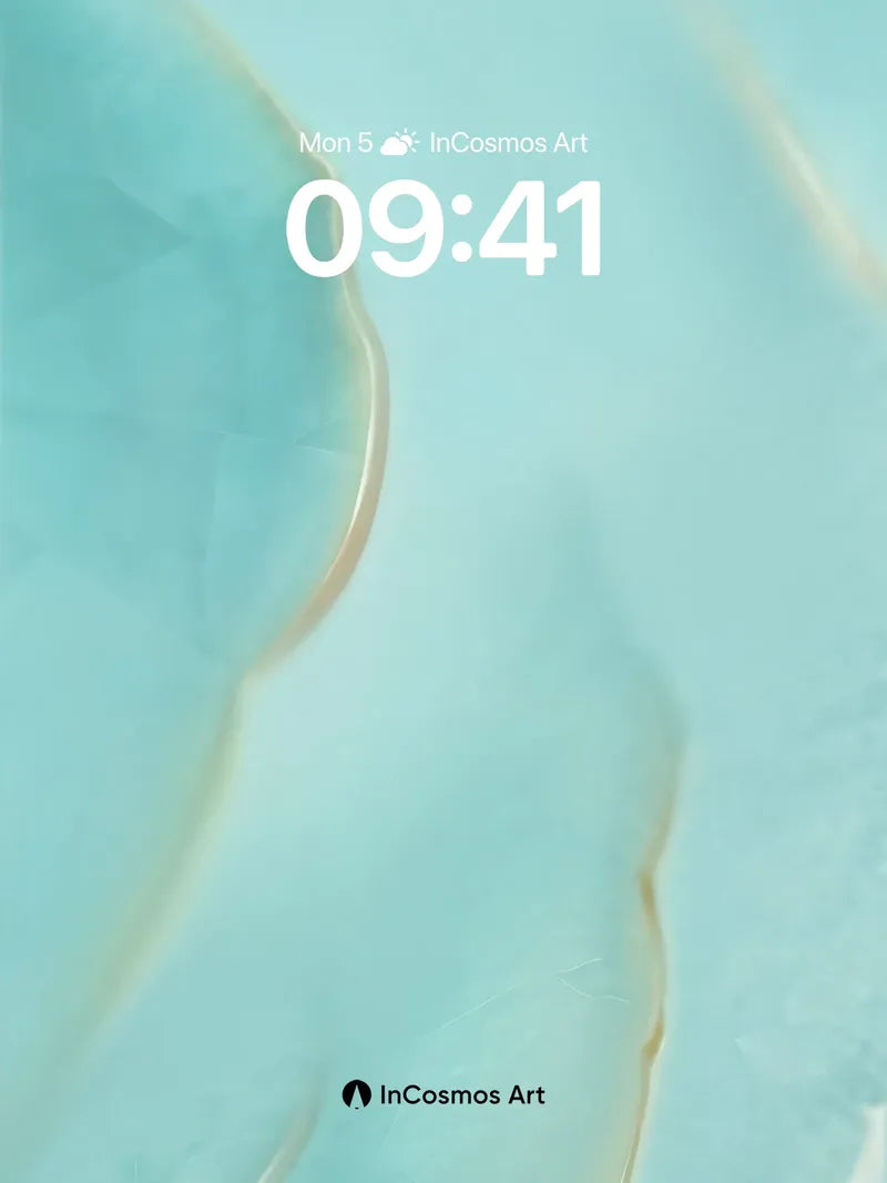 Serene Aqua Wallpaper with Golden Veins