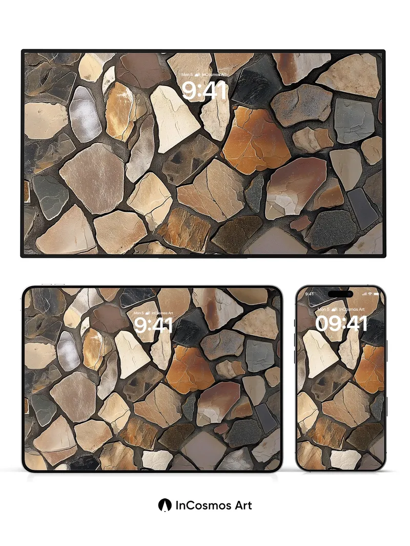 Earthy Mosaic Wallpaper with Stone Breath
