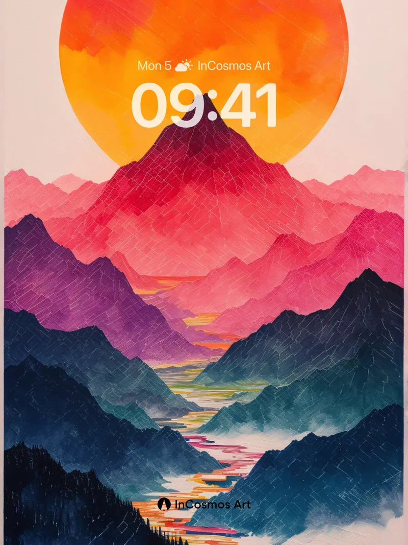 Crimson Horizon Wallpaper with Mountain Pulse