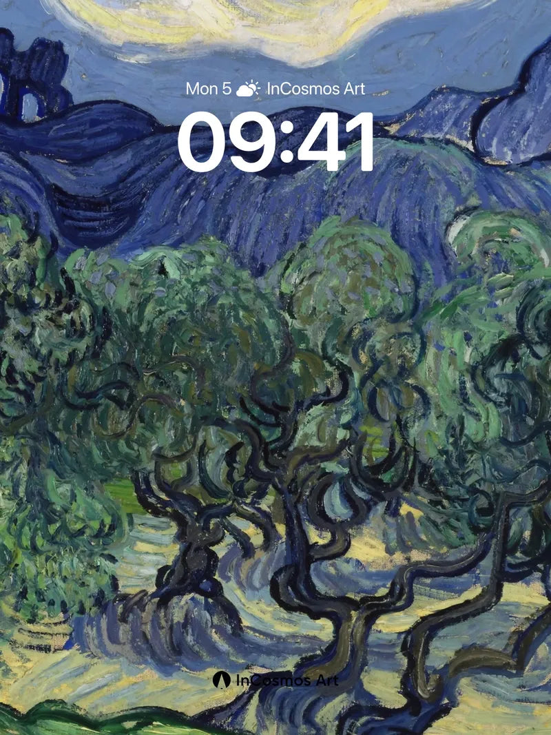 Whirlwind Olive Grove Wallpaper with Stormy Sky