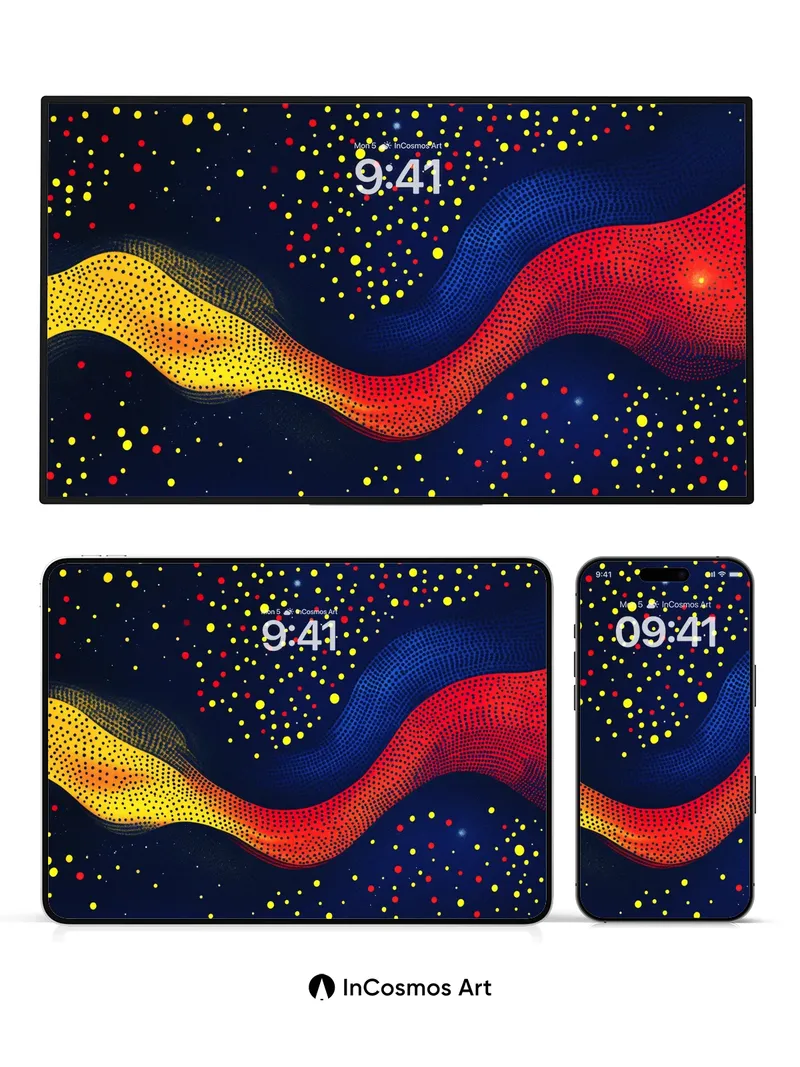 Cosmic Pulse Wallpaper with Dotted Waves