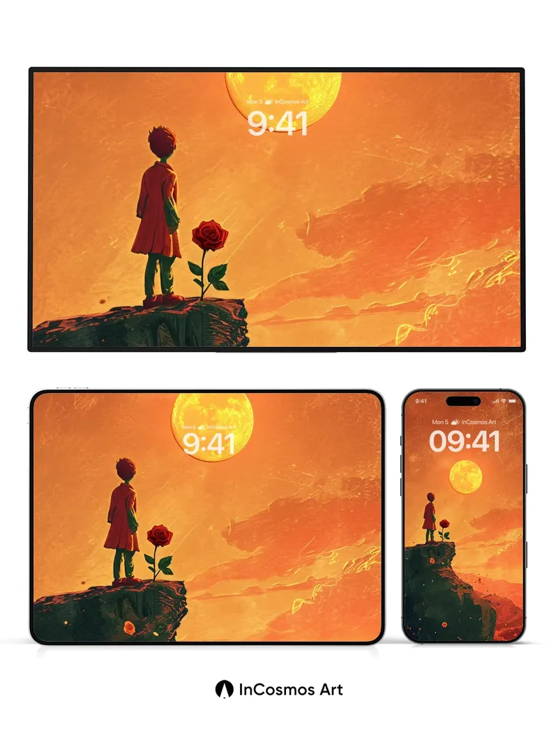 Solitary Rose Wallpaper with Lunar Glow