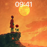 Solitary Rose Wallpaper with Lunar Glow wallpaper for iPhone, iPad & Mac
