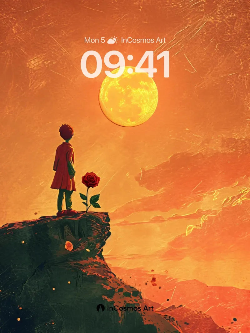 Solitary Rose Wallpaper with Lunar Glow