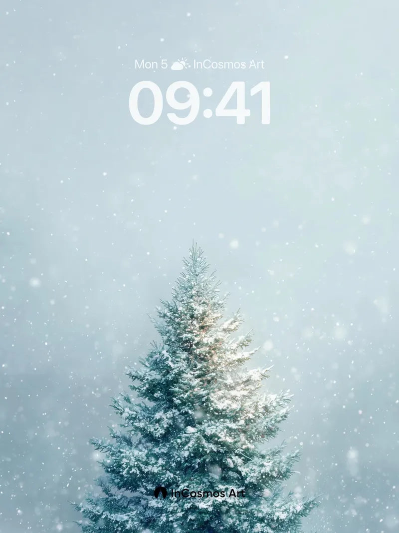 Serenity Pine Wallpaper with Falling Snow