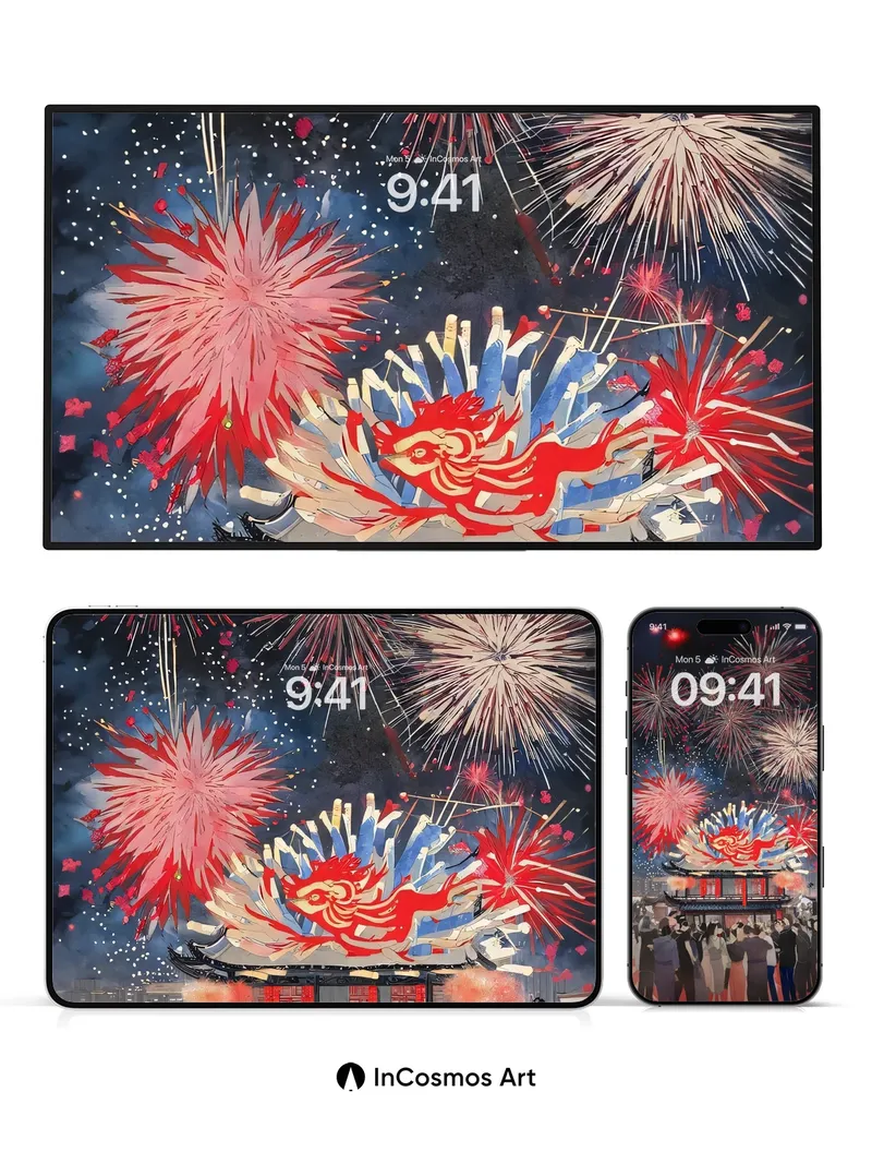 Firework Phoenix Wallpaper with Celestial Roar