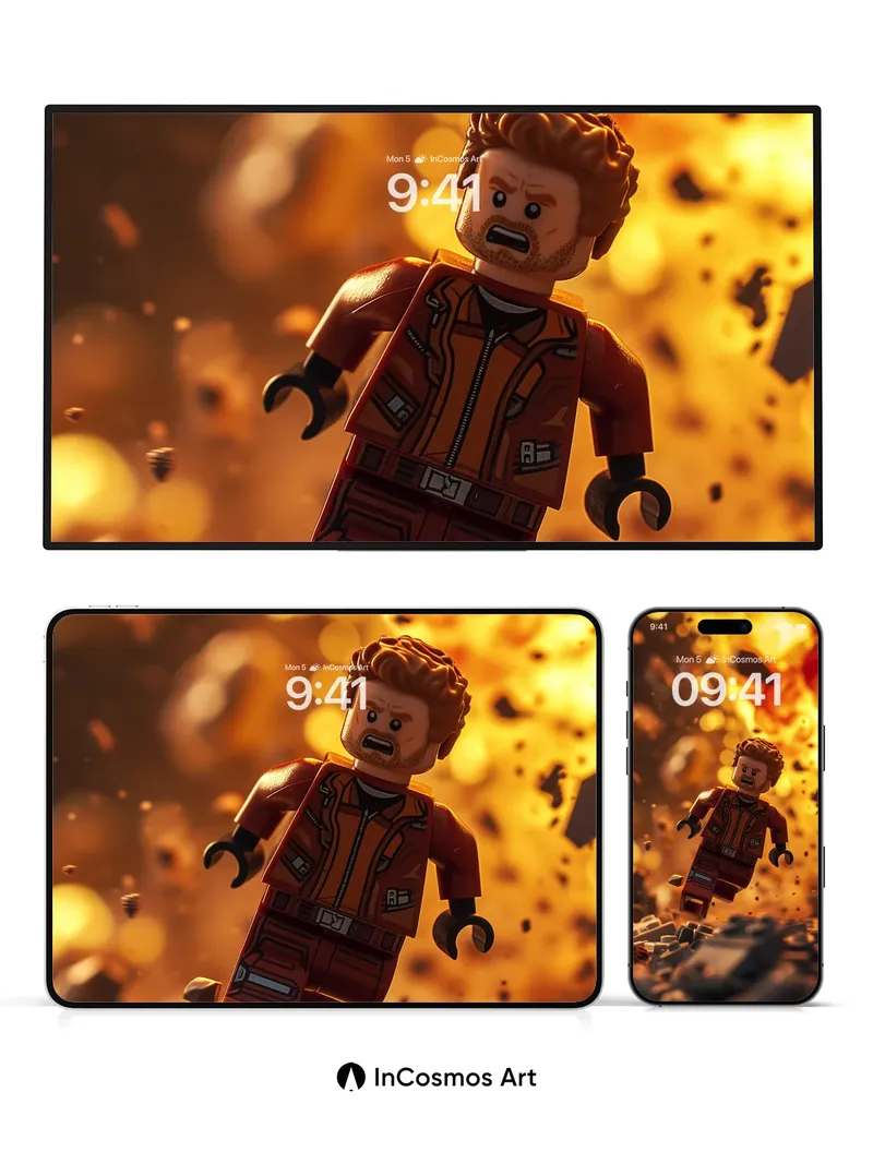 Blazing Escape Wallpaper with LEGO Hero in Flames
