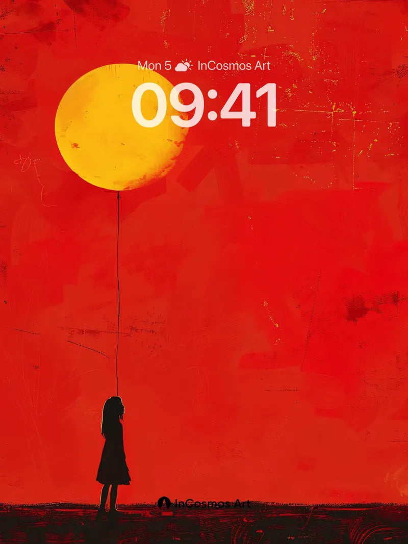 Crimson Solitude Wallpaper with Floating Sun wallpaper for iPhone, iPad & Mac