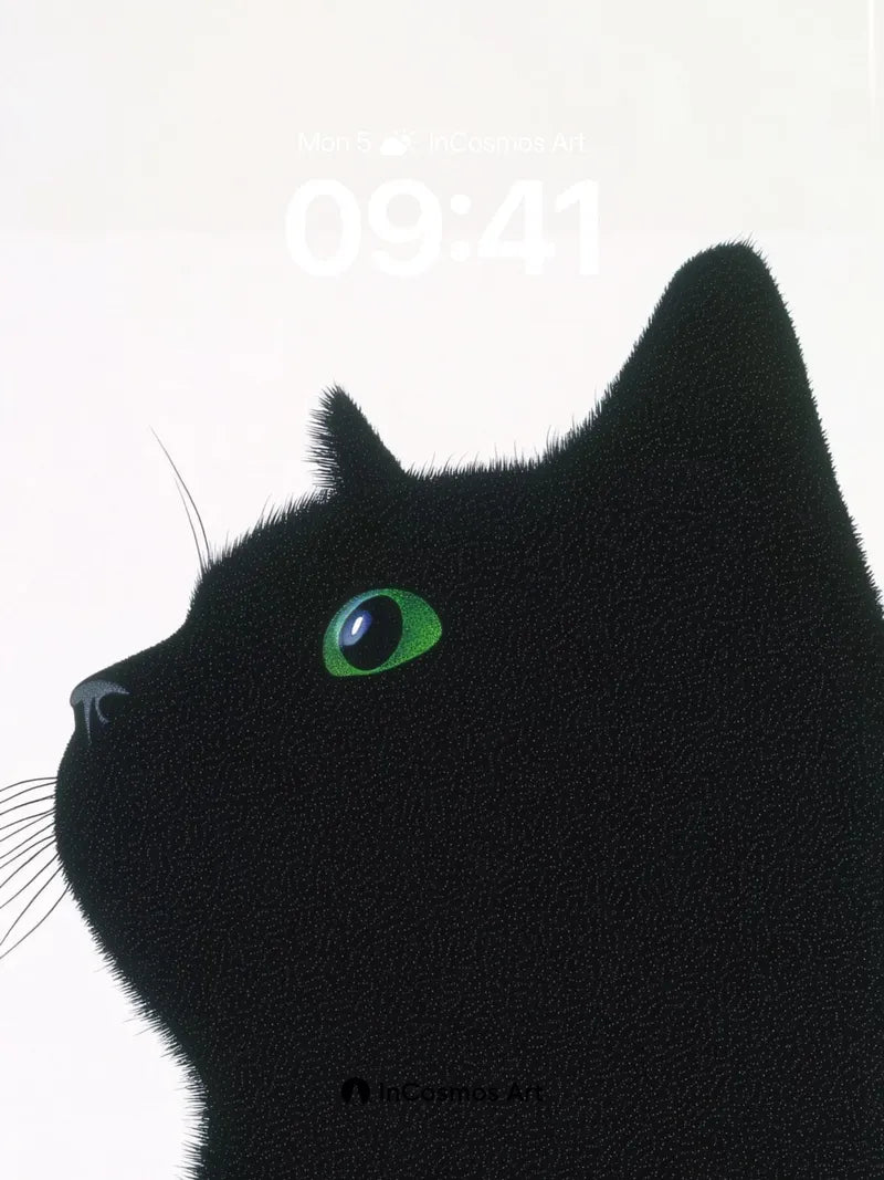 Midnight Gaze Wallpaper with Emerald Eyes