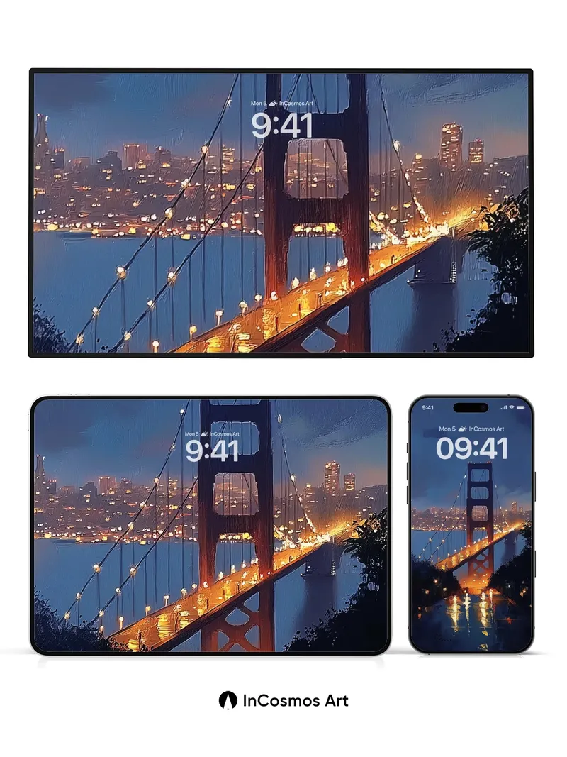 Golden Hush Wallpaper with Rain-Slicked Reflections