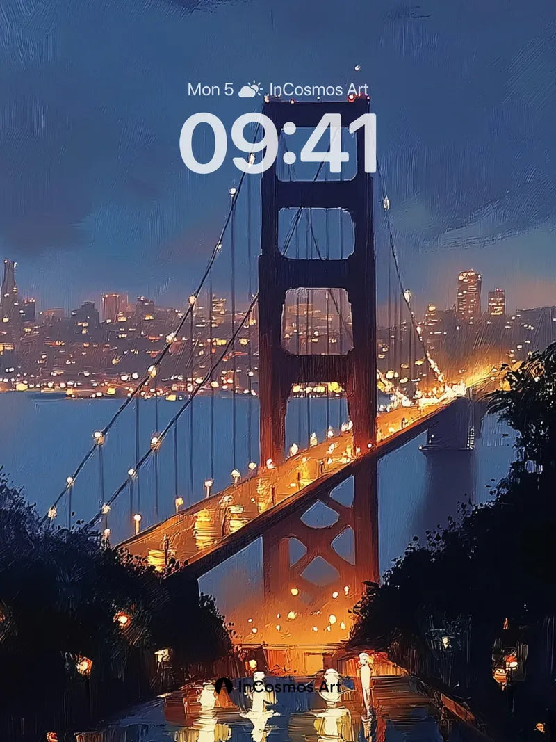 Golden Hush Wallpaper with Rain-Slicked Reflections