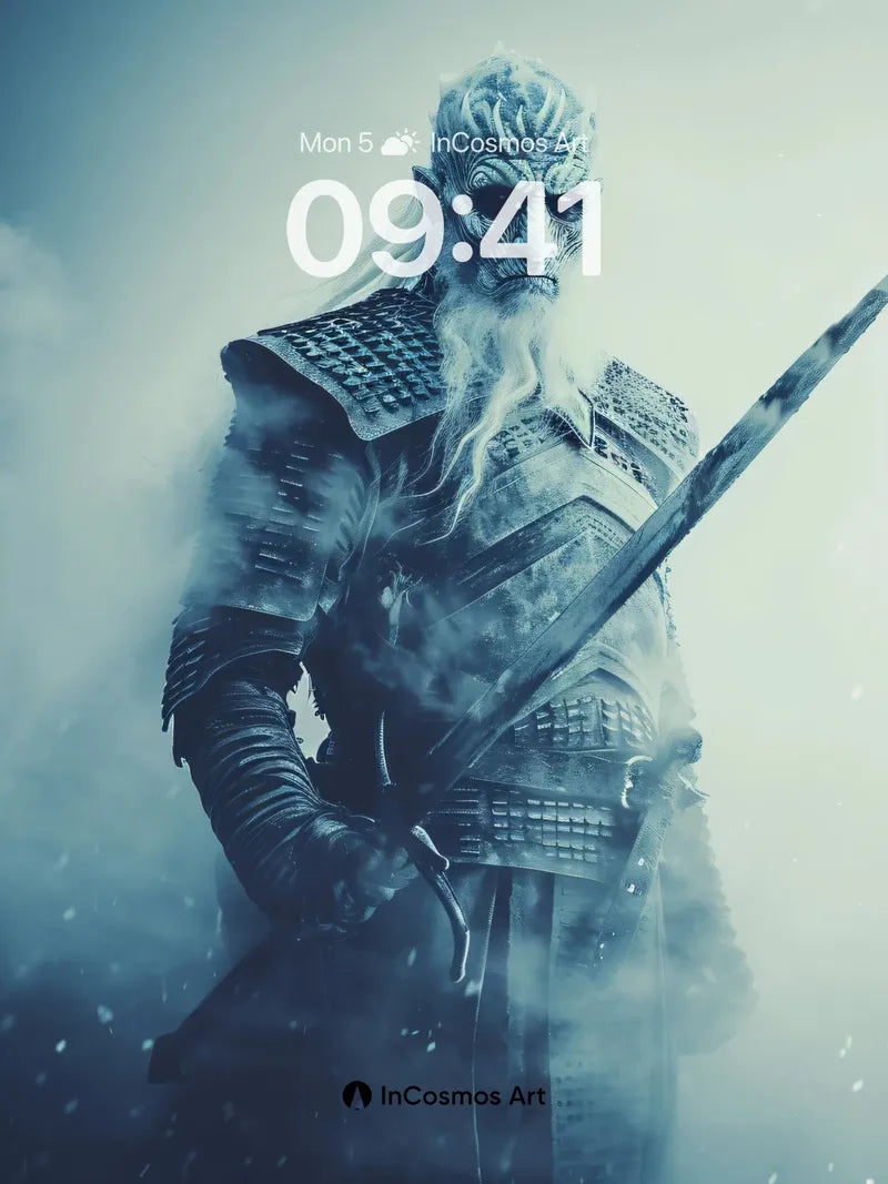 Frostbound Warrior Wallpaper with Icy Breath