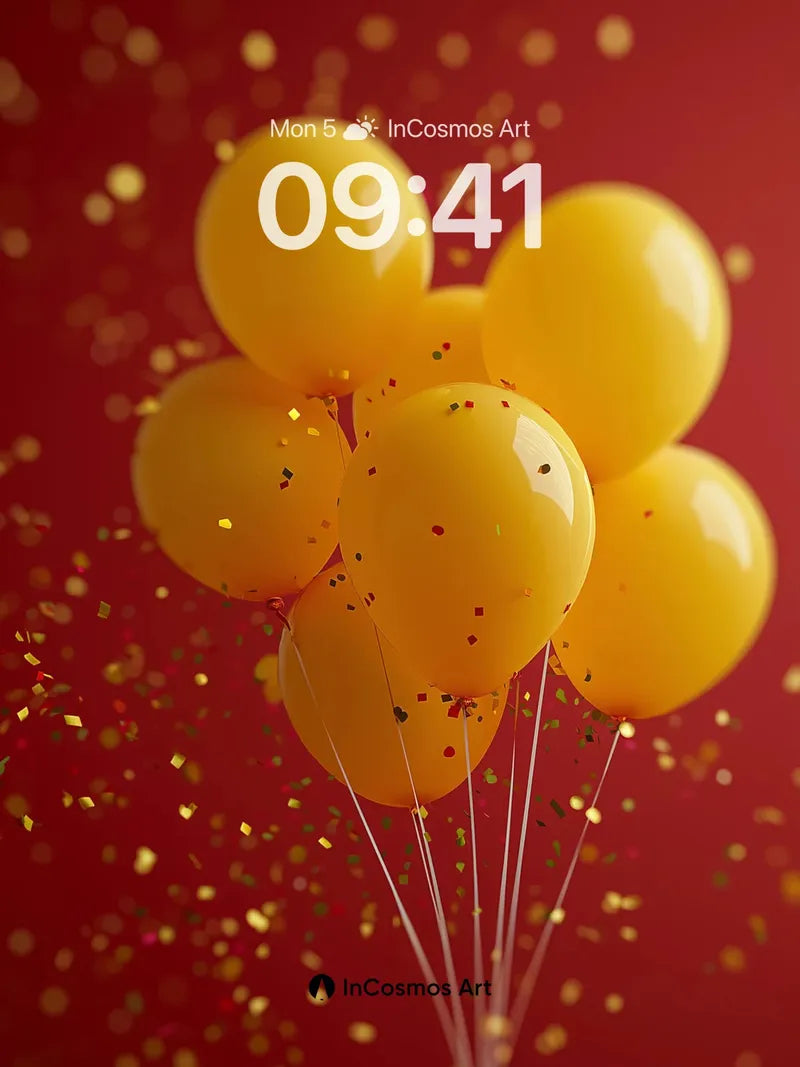 Golden Float Wallpaper with Confetti Drift wallpaper for iPhone, iPad & Mac